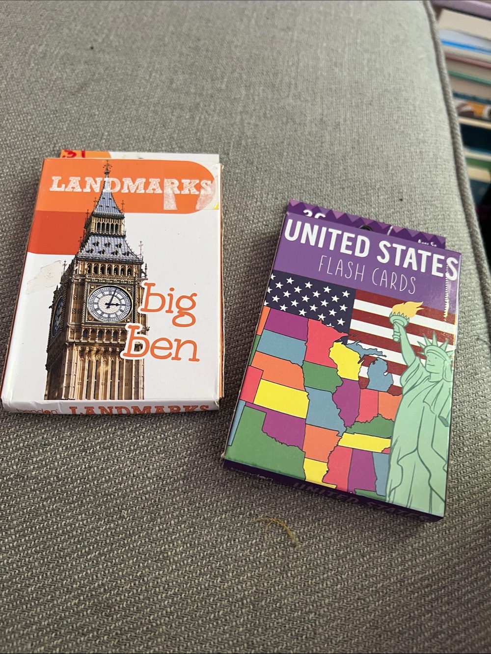 Educational Flash Cards Lot (2 Decks) – Landmarks & United States, Ages 6+